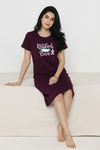 Zivame Farm Lore Knit Cotton Night Dress - Plum Purple — thumbnail 3